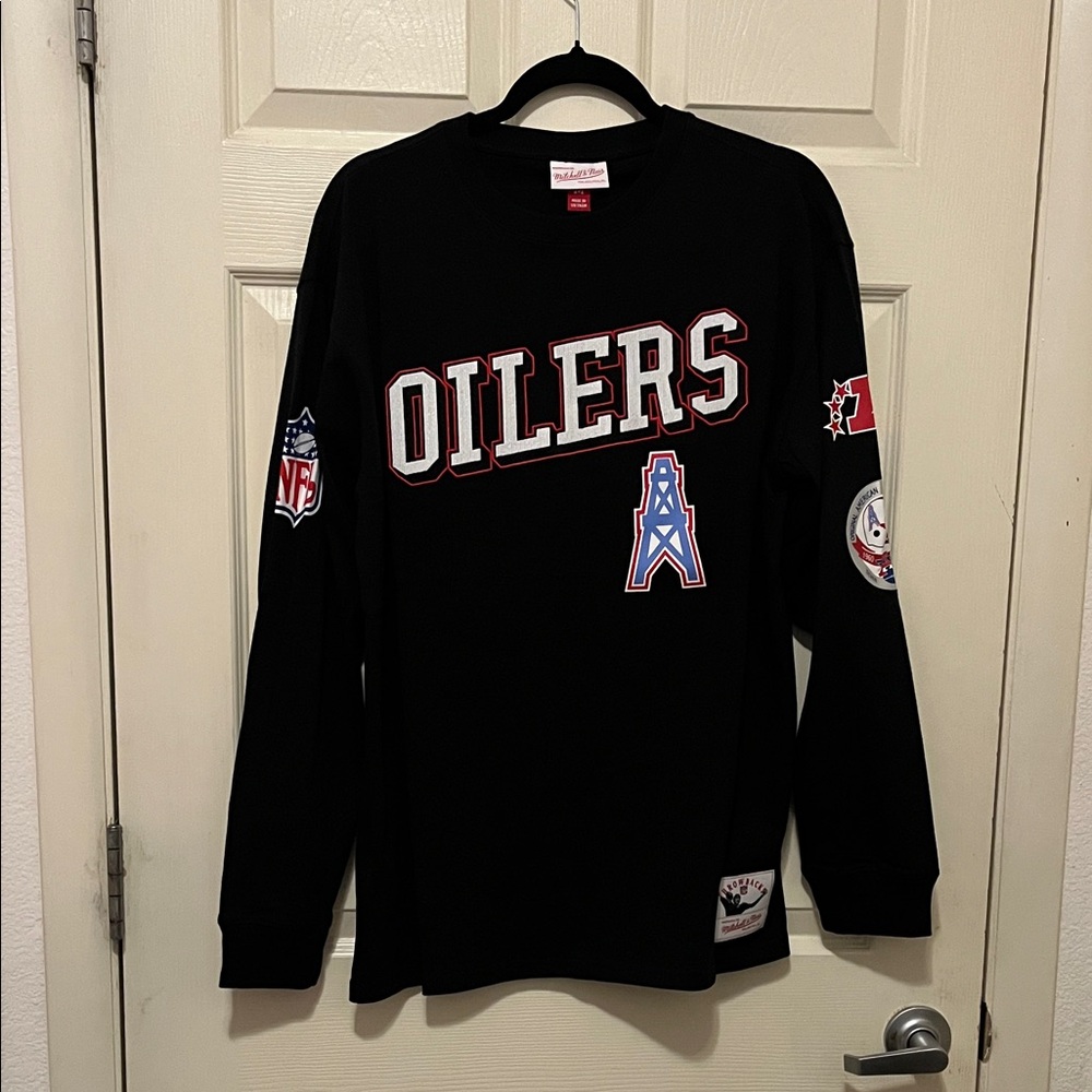Mitchell & Ness NFL Oilers Long Sleeve Shirt Throwback M